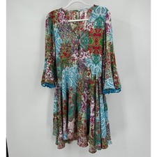 Uncle Frank Womens Boho Midi Dress Size M Floral Paisley Patchwork Festival