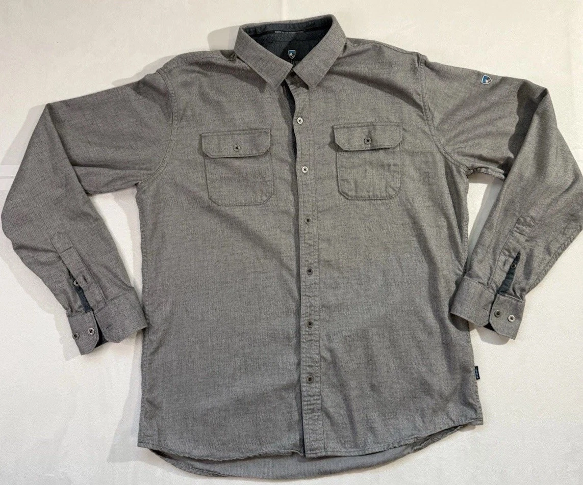 Kuhl Shirt Mens Large Gray Long Sleeve Button Up Hiking Outdoor