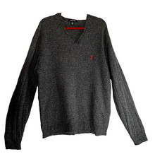Nautica Men's size Large Wool Blend V Neck Pullover Sweater with Red Logo NWOT