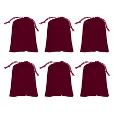 6Pcs Velvet Drawstring Bags 10x8 Inch Soft Gift Bags Jewelry Pouches Wine Red