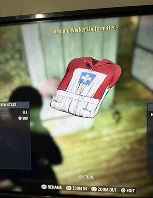 FALLOUT 76   RARE Asylum Worker Uniform Red Dress Apparel Outfit PS4/PS5