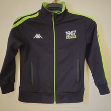 Kappa Black/green Full Zip Jacket Kids Size 130 Or 7 To 9 YO Excellent Pre-owned