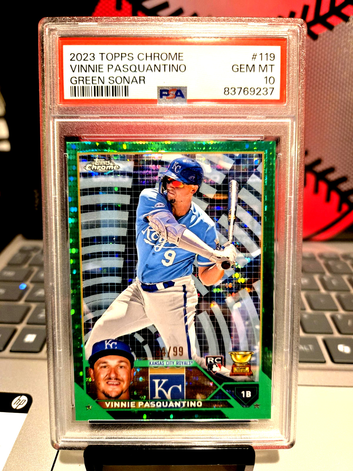2023 Topps Chrome #84/99 Vinnie Pasquantino Green Sonar #119 Gem Mt. 10 " ITALY.