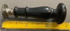 Antq. 2 3/4”Elongated Wooden Handle Wax Seal Stamp- Carved “Script H” metal face