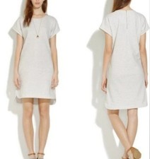 Madewell Dress Sz XS Gray Sketchpoint Tee Shirt in Stripe Zip Back Short Sleeve