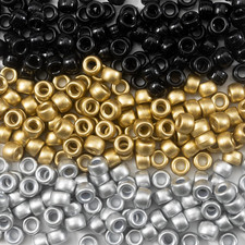 1000 Pcs Acrylic Pony Beads - 6X9Mm Bulk Plastic Large Hole Gold Silver Black Mi