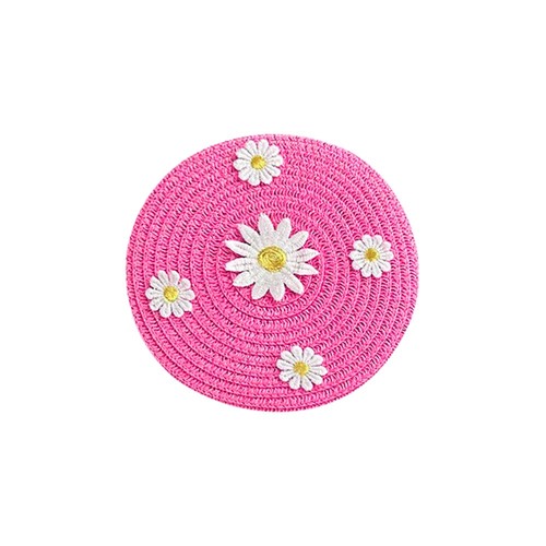 Daisy Pattern Straw Handbag Round Shape Beach Bag Fashion Straw Bag Women Girl - Picture 16 of 19