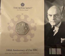 BBC, 100th Anniversary Of The BBC  50p Coin Pack Royal Mint 2022 Sealed BUNC