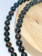Schwarzer Turmalin Kette Halskette Endlos Stretch Edelstein Kristall 6 mm 53 cm