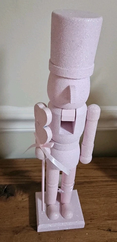 Rachal Zoe Christmas Wood Nutcracker In Pink Glitter - Image 2 of 4