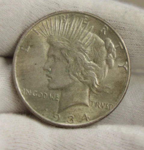1934 D US Peace Silver Dollar $1 AU (Cleaned, Retoned)