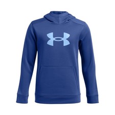 NWT Under Armour Boys Armour Fleece Long Sleeve Big Logo Hoodie, Tech Blue, Sz L