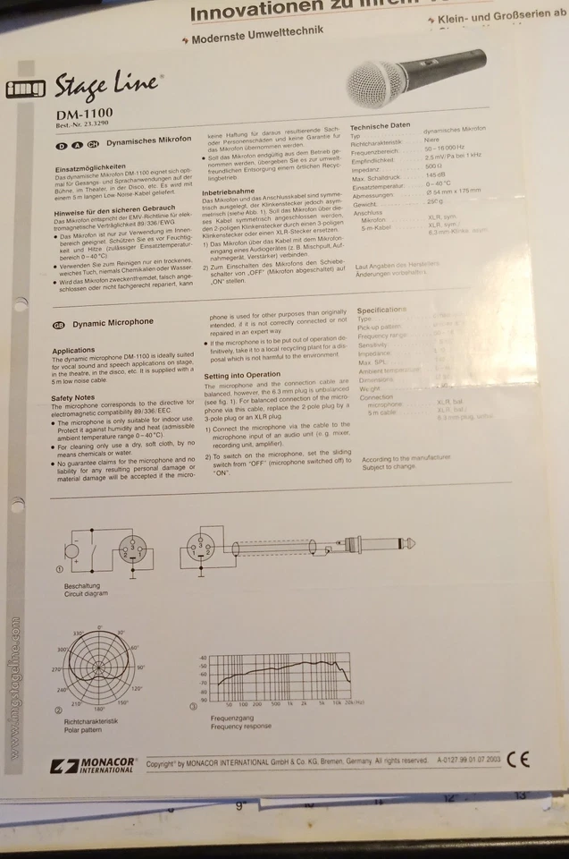 Gesangsmikrofon IMG Stage Line DM 1100 - Bild 4 von 4
