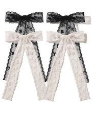 4Pcs Large lace Hair Clips for Women Girls,Lace Tassel Bows Metal Clips with 