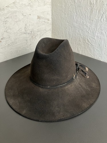 Chapeau Cowboy Vintage LIONS HATS – Marron Feutre 100% Fourrure – Taille 6 7/8