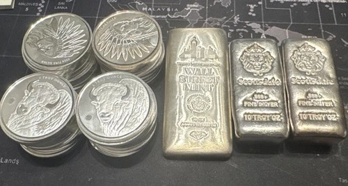 3 Silver Bar .999 Silver Bars 20x coins (70oz Total) Bullion Lot
