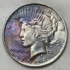 1924-P $1 Peace Dollar 90% Silver Philadelphia US Coin PURPLE TONING LUSTER