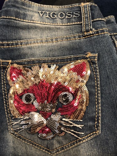 Vigoss Sz 12 Girls The Jagger Skinny Blue Jeans Distressed Cats Embroidery N Oth - Picture 12 of 12
