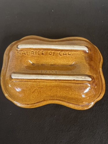 Vintage Maurice of California Yellow Brown Orange Drip Glaze Ashtray - Picture 5 of 7