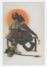 Little Spooners by Norman Rockwell 3-D Lenticular Postcard