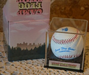 DODGER STADIUM PROMOTIONAL 2018 BASEBALL IN CASE~CAMP FLOG GNAW CARNIVAL~NICE!