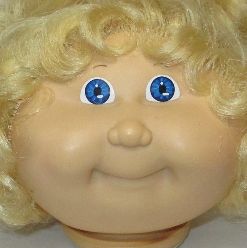 Vtg CPK Cabbage Patch Kids Blonde Cornsilk HM #15 HEAD ONLY Blue Eyes CUT HAIR?? - Picture 3 of 15