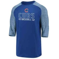 Chicago Cubs Fanatics Blue Marble Clutch 3/4 Sleeve Shirt