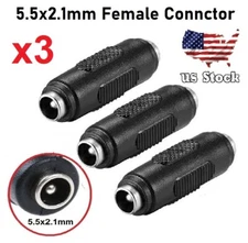 x3 CCTV Camera DC Power Female to Female Jack Adapter 2.1x5.5mm Connector