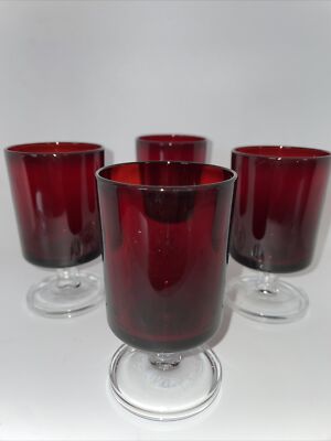 VINTAGE SET OF 4 ARCOROC FRANCE LUMINARC CAVALIER RUBY RED JUICE GLASSES - 4