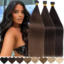 8A Real Remy Human Hair Extensions Tip Stick I Tip Micro Ring Pre Bonded Keratin