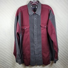 Vintage Panhandle Slim Red Gray Mens XL Colorblock Western Made in USA FLAWS