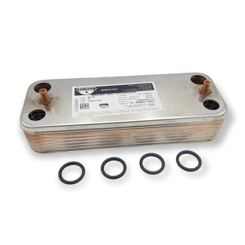 ZILMET SCAMBIATORE 14 P. ARISTON 571646 + GUARNIZIONI CALDAIA MICROGENUS 23 MFFI