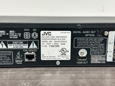 JVC SR-HD1250US HDD Blu Ray/DVD Recorder/Player Professional