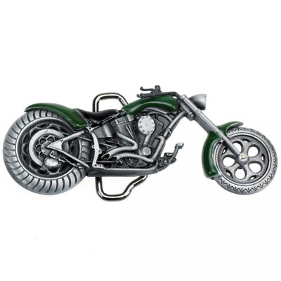 Buckle V- Twin, Chopper, V2, Vorderrad dreht, grün, Gürtelschnalle
