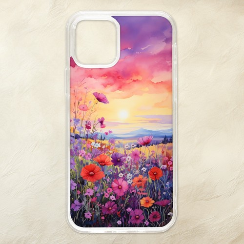 Wildflower Field Sunset Watercolour Poppy Meadow Phone Case Samsung Galaxy - Picture 2 of 4