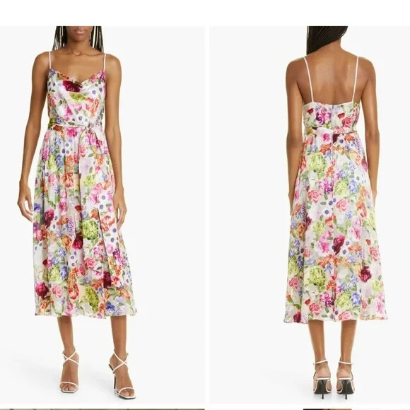 NEW ALICE + OLIVIA Samantha Floral Cowl Neck Dress Size 10
