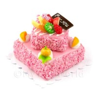 Puppenhaus Miniatur Groß Handgemacht Zwei Stufen Rosa Quadratische Kuchen