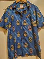 Cool Candy Skull Camp shirt by ONE RESOLUTION CLOTHING, size M