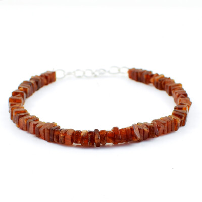 98.00 Cts Natural 7 Inches Long Hessonite Garnet Heishi Beads Bracelet NK 09E102