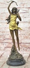Handgefertigte Unterzeichnet 100% Bronze Diana Jägerin Figur Statue Skulptur
