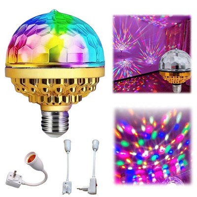 LED Disco Ball Light Party RGB Stage Bulb DJ Rotating Strobe Ball Lamp DE