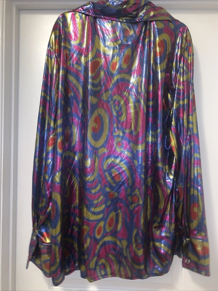 FORO Novedades Metálica Manga Larga Botón Disco Disfraz Camisa - Para Hombre Talla Única Foto 4 de 4