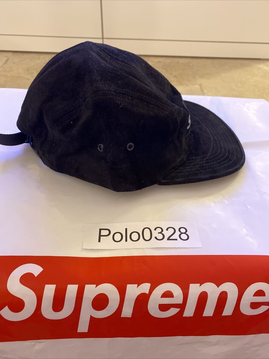 BRAND NEW SS16 SUPREME SUEDE CAMP CAP BLACK RARE BOX LOGO