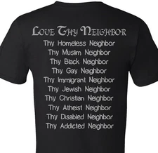 LOVE THY NEIGHBOR print tshirt ORIGINAL artwork screen print tee Peace Tolerance