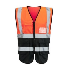 Image of Supertouch Hi Vis Viz Vest Executive Two Tone Safety Work Visibility Waistcoat