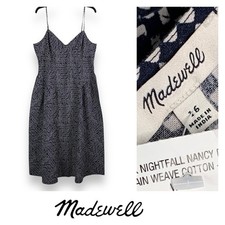 NEW Madewell Dress Size 16 Midi Sundress Nancy Cami V Neck Blue Geometric