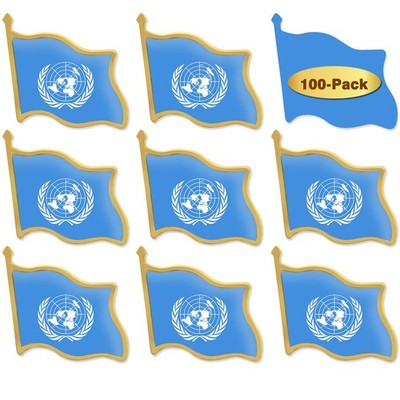 12/Pcs United Nations Flag Lapel Pins Bulk - Metal UN 1inch, gold