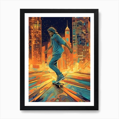 Skateboarding in Dubai, Vereinigte Arabische Emirate Gerahmtes Wandbild Poster Leinwanddruck Bild