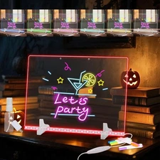LED Drawing Board, 13.7"x10" Acrylic Dry Erase Board with Light, LED Note Board 