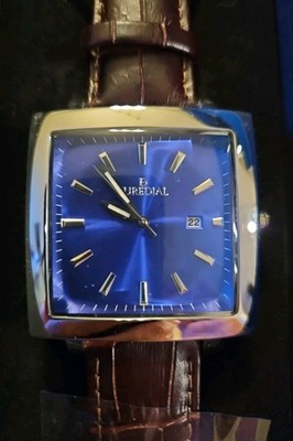 Puredial Mens Square Legacy Watch Stainless Steel 1860s Inspired Leather Band